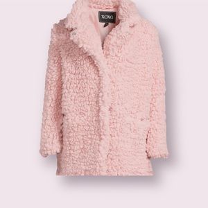 Xoxo Dusty Pink Faux Sherpa Coat Women’s size Large Brand New with tags